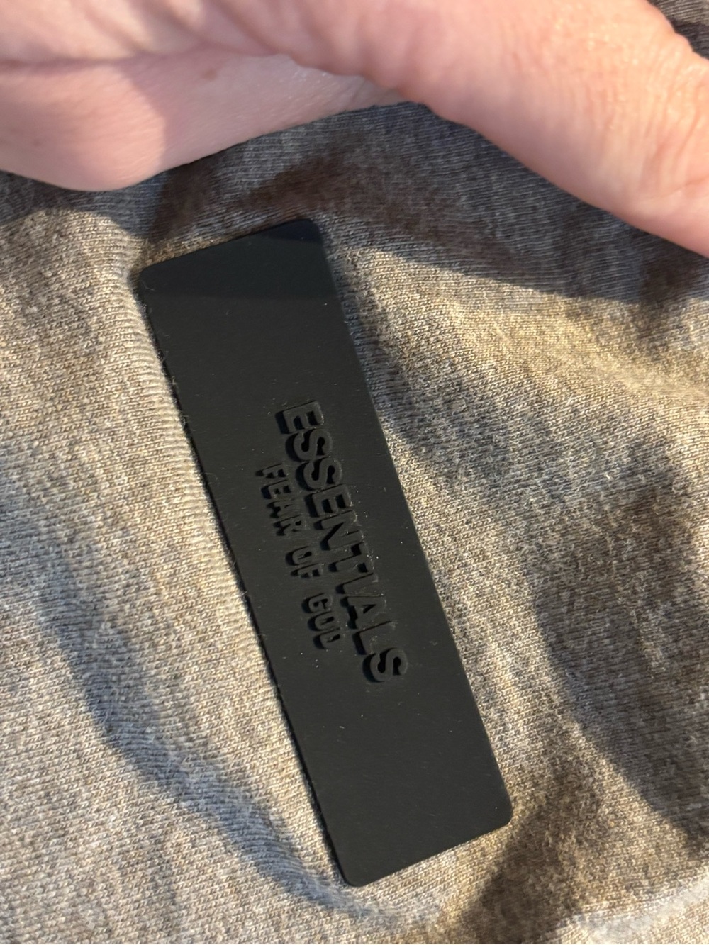 Fear of God Essentials Heather Grey Sweatshirt with Black Rubber Tag